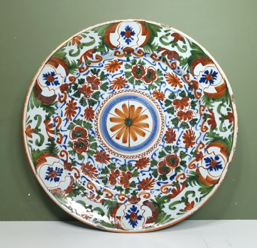 18th C Delft Polychrome Charger