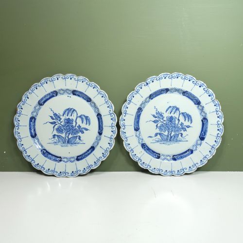 Pair of Unusual 18th C Delft Plates