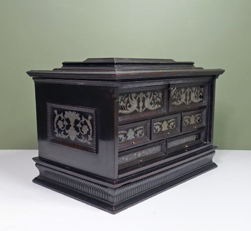Ebonized Pear Wood and Inlaid Pewter Casket C1700