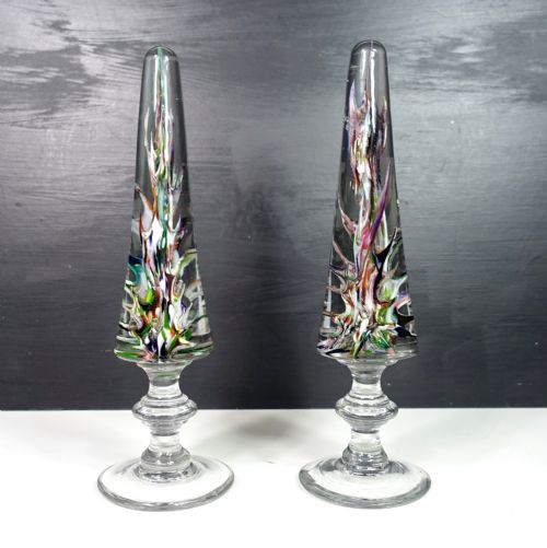 Pair of 19th C Decorative Glass Obelisk