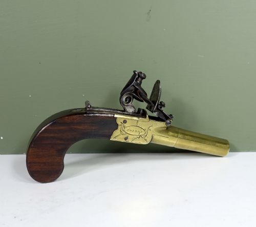 18th C Flintlock Pistol with Flush Trigger