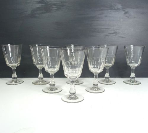 Set of Eight 19th C Wine Glasses