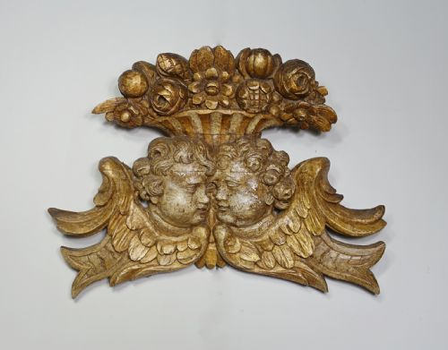 Early 18th C Carved Oak Panel of Cherubs