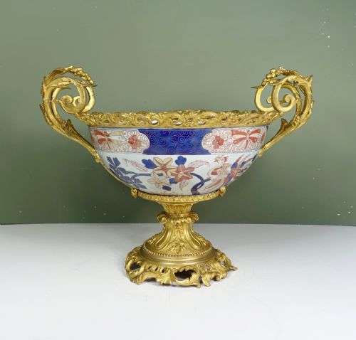 19th C Imari Bowl with Gilt Mounts
