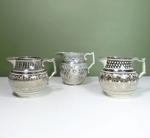 Three Early 19th C Silver Lustre Jugs