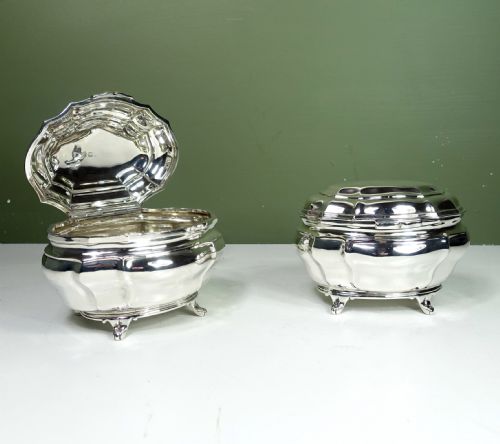 Pair of Solid Silver Caddies, London 1905
