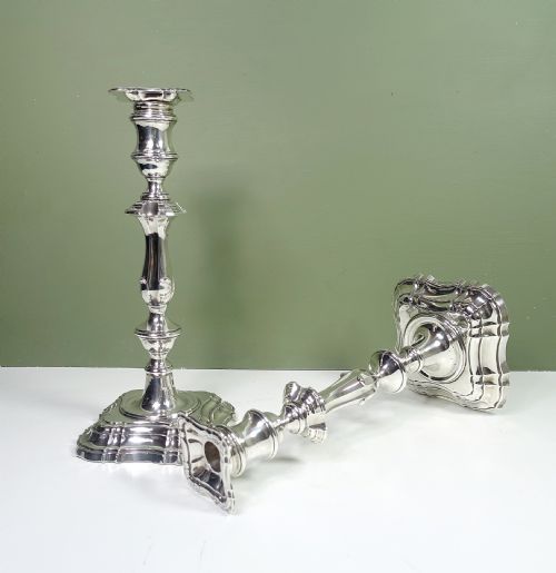 Large Pair of Silver Candlesticks, Sheffield 1907