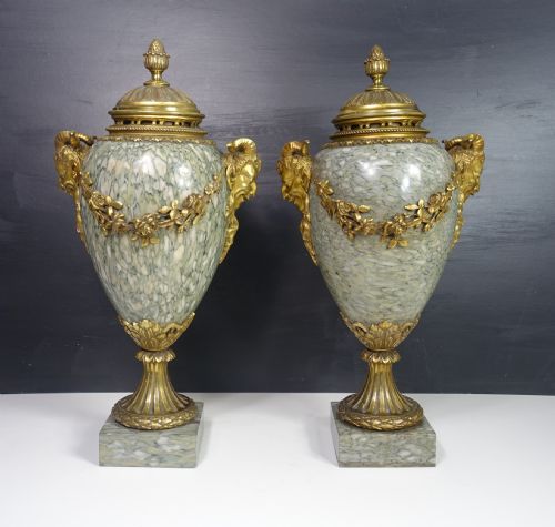 Large Pair of 19th C Capitoline Marble Vases