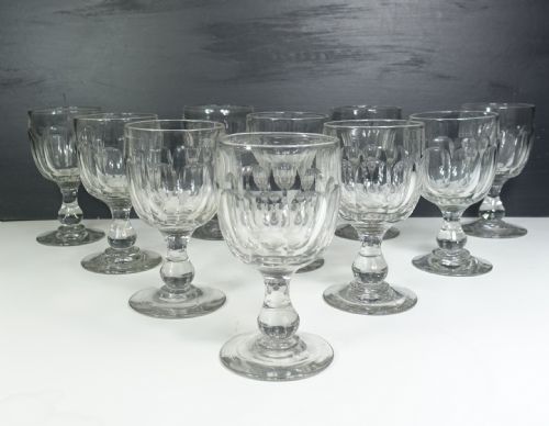 Set of Ten 19th C Wine Glasses