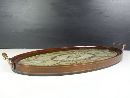 Early 19th C Crushed Glass Decorated Tray