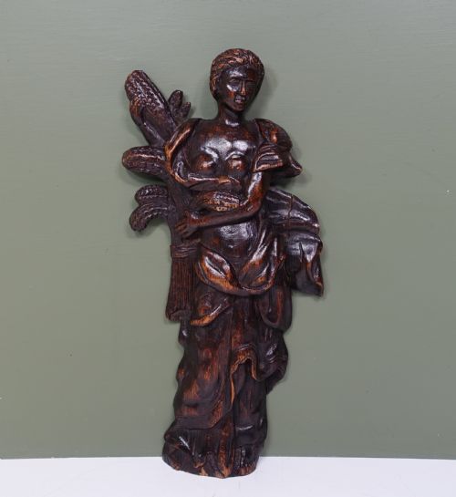 Early 18th C Carved Oak F Igure