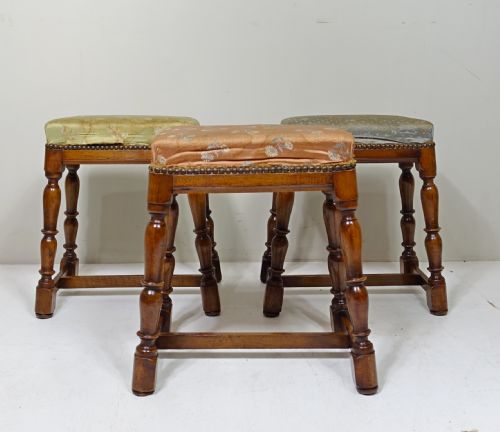 Three 18th C Walnut Stools