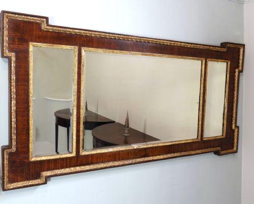 LARGE 19TH C WALNUT GILT OVERMANTLE MIRROR - ADDITIONAL PHOTO 1