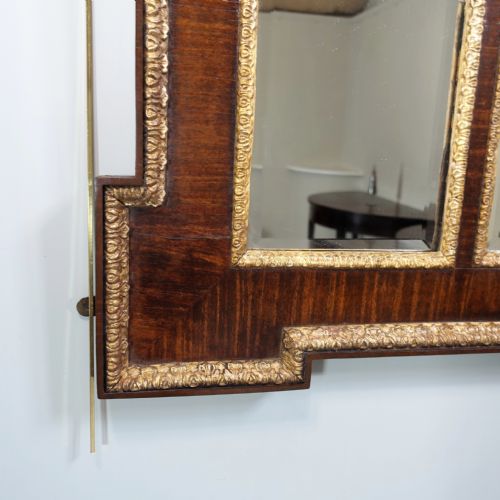 LARGE 19TH C WALNUT GILT OVERMANTLE MIRROR - ADDITIONAL PHOTO 2