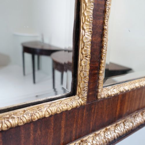 LARGE 19TH C WALNUT GILT OVERMANTLE MIRROR - ADDITIONAL PHOTO 4