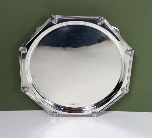 Solid Silver Shell Decorated Salver 1933