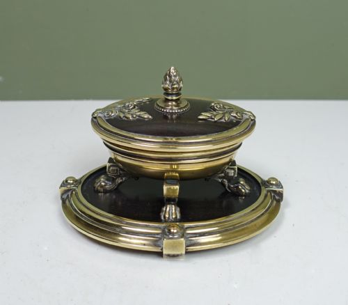 19th C Brass & Laburnum Desk Match Holder