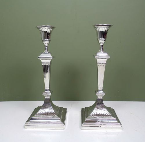 Pair of Silver Candlesticks, London 1896