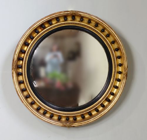 19th C Gilt Convex Mirror