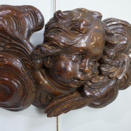 A BAROQUE PERIOD CARVED OAK CHERUB - ADDITIONAL PHOTO 1