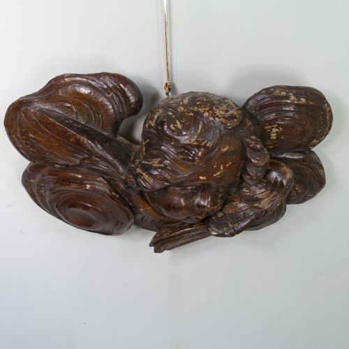 A BAROQUE PERIOD CARVED OAK CHERUB - ADDITIONAL PHOTO 2