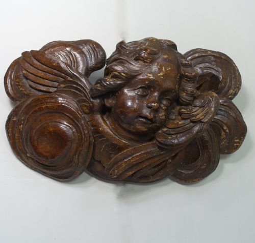A BAROQUE PERIOD CARVED OAK CHERUB - ADDITIONAL PHOTO 4