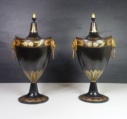 Pair of Regency Tole Chestnut Vases