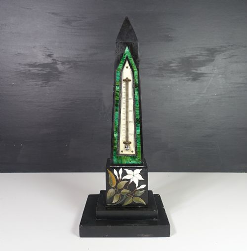 19th C Inlaid  Marble Desk Thermometer