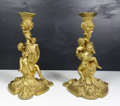 Pair of 18th C Ormolu Candlesticks