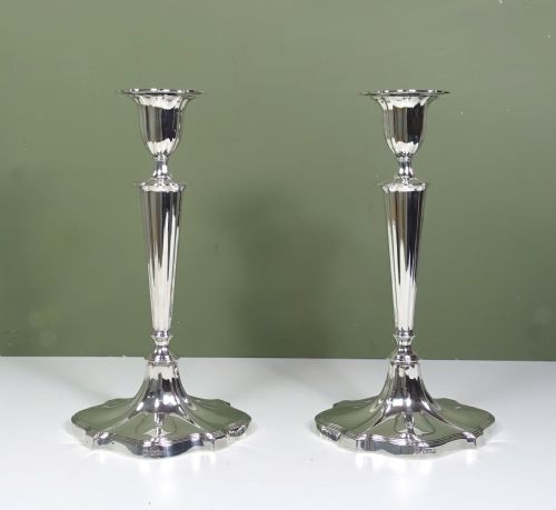 Large Pair of Silver Candlesticks