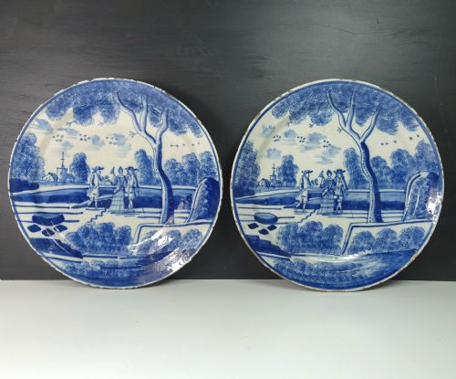 Pair of 18th C Delft Chargers