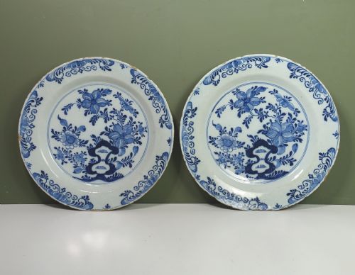 Pair of Large 18th C Delft Chargers