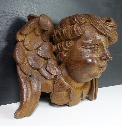 18TH C CARVED OAK CHERUB - ADDITIONAL PHOTO 1