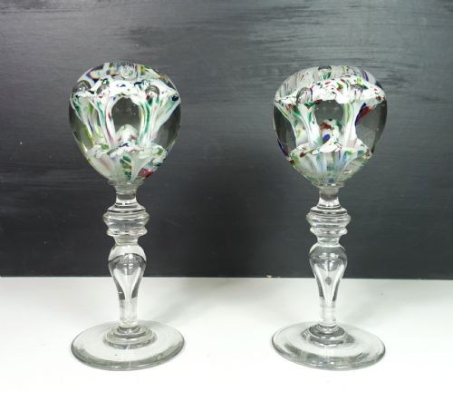 Pair of Early 19th  C Glass Orbs