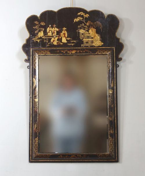 18th C Decorated Lacquer Mirror