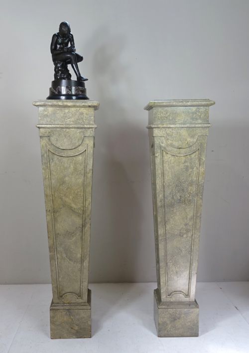 Pair of Simulated Marble Pedestals
