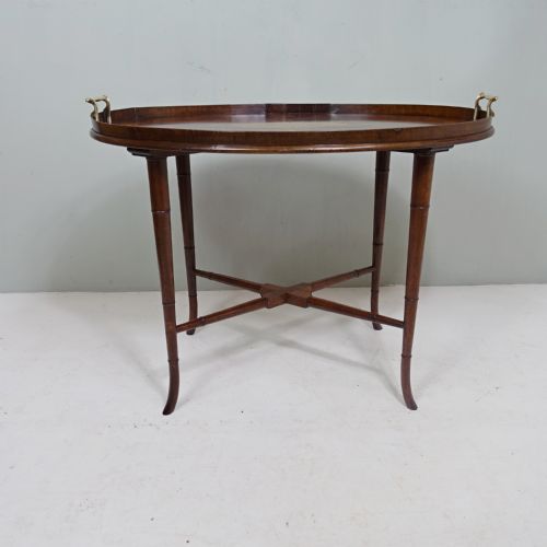 fig 1. 19TH C MAHOGANY INLAID TRAY ON STAND