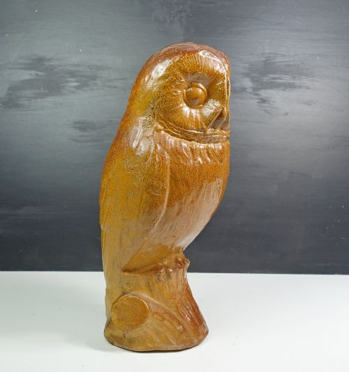 19th C Stoneware & Saltglazed Owl