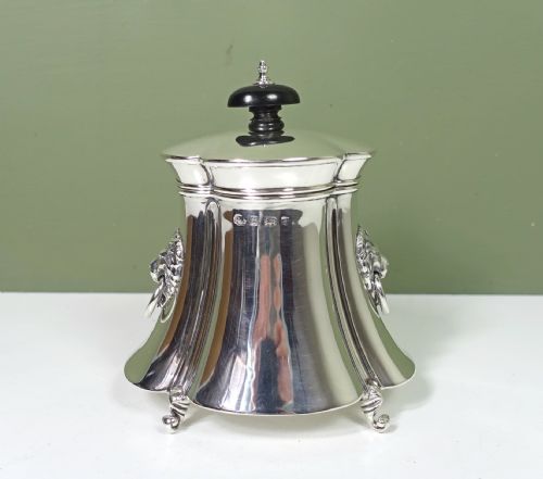 Solid Silver Caddy with Lion Mask Handles