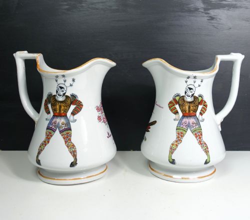 PAIR OF 19TH C IRONSTONE PUZZLE JUGS - ADDITIONAL PHOTO 1