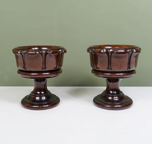 Pair of Early 19th C Mahogany Cups