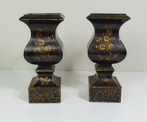 Pair of Early 19th C Tole Vases