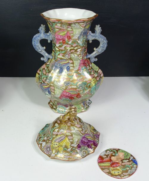 fig 2. SET OF THREE MASONS IRONSTONE VASES & COVER
