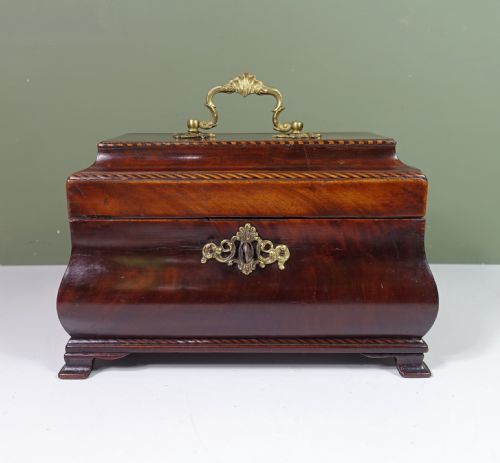 18th C Mahogany Bombe Tea Caddy