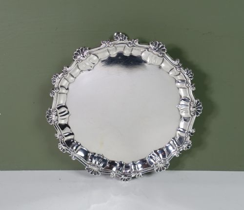 18th C Solid Silver Salver 1755