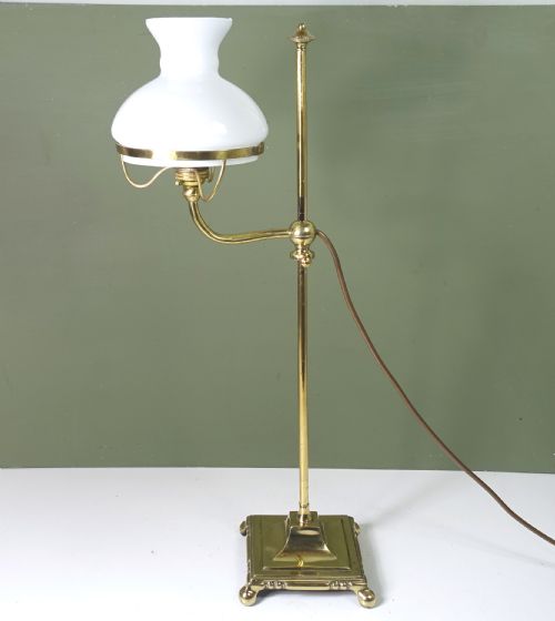19th C Adjustable  Brass Lamp