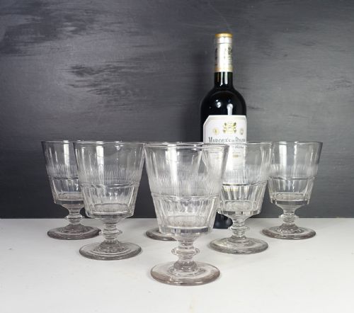 Set of Six 19th C Wine Glasses