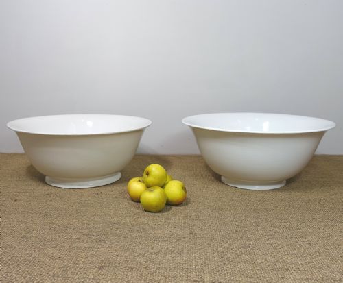 Huge Pair of 19th C White Wedgwood Bowls