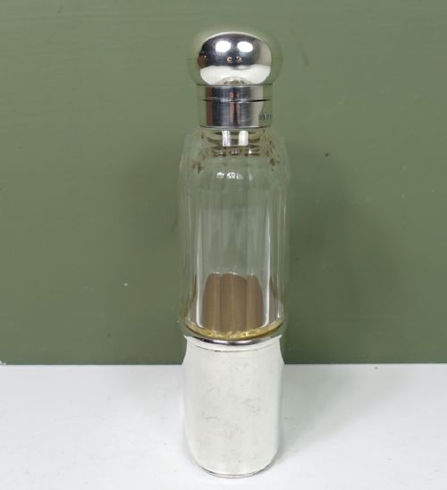 SILVER CUT GLASS HIP FLASK 1910 - ADDITIONAL PHOTO 2