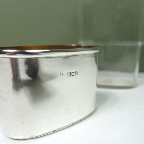 SILVER CUT GLASS HIP FLASK 1910 - ADDITIONAL PHOTO 4